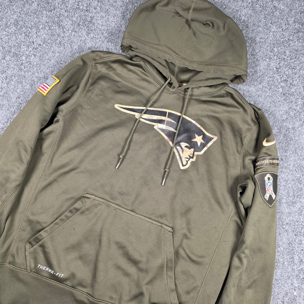 New England Patriots Nike Salute to Service Hoodie Mens M Green 695837-325